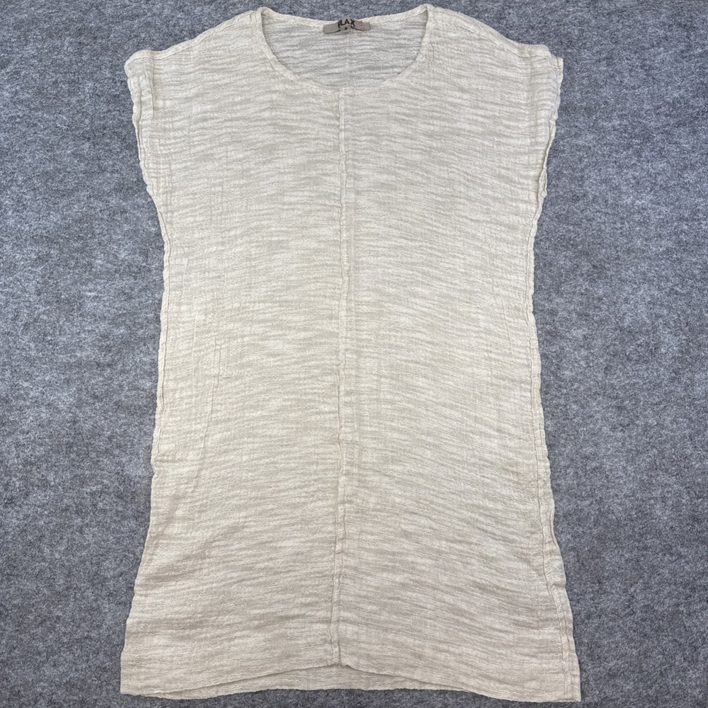 Flax linen blend dress women's S 6-10 neutral gauzy minimalist lagenlook NWOT